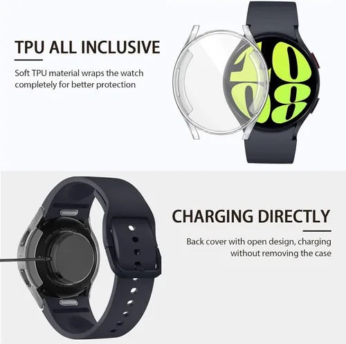 Vista 5 de (Paquete de 4) Funda Protectora de Pantalla Compatible para Samsung Galaxy Watch 6 de 40 mm (Versión 2023) Funda de Silicona Protectora Completa