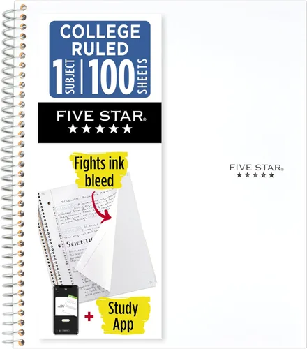 Vista 19 de Cuaderno de Five Star, 1 materia, con rayas, 100 hojas, 11" x 8-1/2", Negro