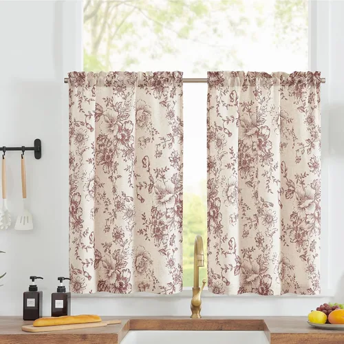 Vista 63 de Jinchan - Cortinas de lino texturizado para cocina, 24 pulgadas, natural, 2 paneles Mezcla de lino beige natural
