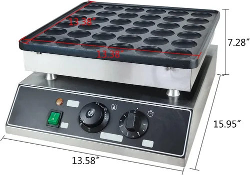 Vista 4 de Mini panqueques para mini panqueques holandeses de doble placa de 110 V, panqueque eléctrico comercial para restaurante y uso doméstico