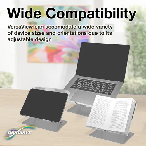 Vista 7 de BoxWave Stand and Mount Compatible with COLORROOM K10 Smart Watch (1 in) - Executive VersaView Stand, Ergonomic Adjustable Viewing Angle Metallic