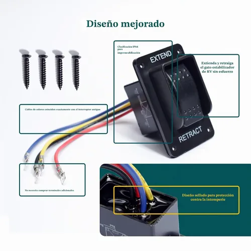 Vista 3 de 387874 Interruptor estabilizador de potencia con reemplazo de arnés para componentes de remolque Lippert 12V Extender Retract para gatos