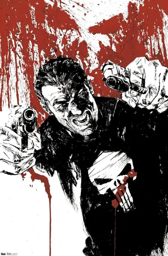 Vista 9 de Trends International Marvel Comics - Póster de pared de The Punisher - Pistols, 22.375 x 34 pulgadas, versión enmarcada de madera de granero