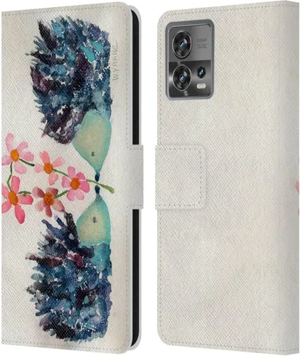 Vista 17 de Head Case Designs Officially Licensed Wyanne Blue Watercolour Bear Animals 2 Leather Book Wallet Case Cover Compatible with Motorola Moto Edge 30
