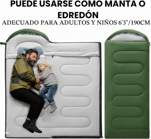 Vista 7 de Camping Sleeping Bag for Adults 3-4 Season, Cold Weather Rated Sleeping Bag Waterproof Windproof with Inflatable Pillow, Breathable Foot Zipper