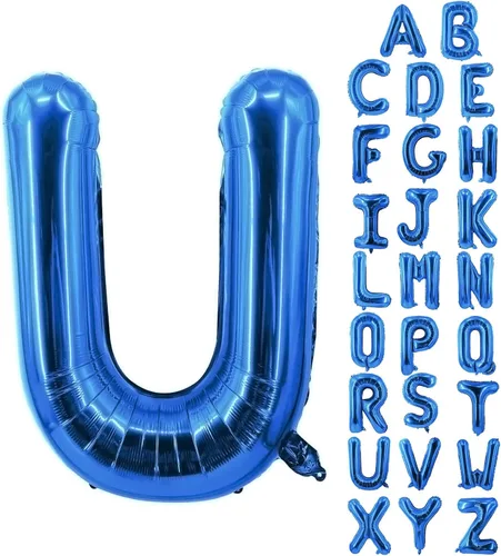 Vista 62 de Globos de letras azules de 40 pulgadas, globo grande del alfabeto de aluminio de Mylar para decoración de cumpleaños, boda, aniversario, graduación