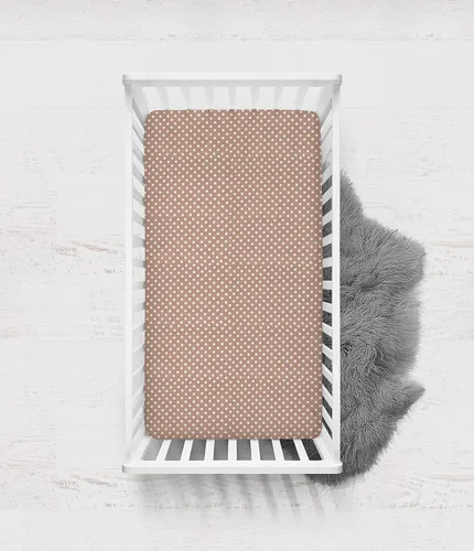 Vista 4 de Bacati - Paquete de 2 sábanas bajeras de algodón neutro 100% algodón universal para cuna o niño pequeño estándar de EE. UU. (puntos pines, beige)