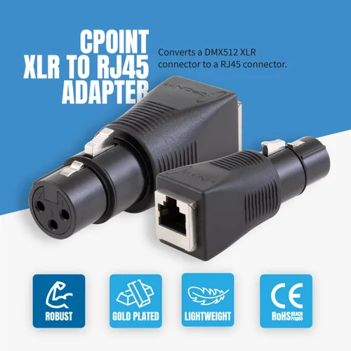 Vista 5 de CPoint XLR RJ45 - Adaptador CPoint XLR RJ45 Ethernet a DMX512, convertidor de cable hembra de 3 pines, XLRJ45-3F