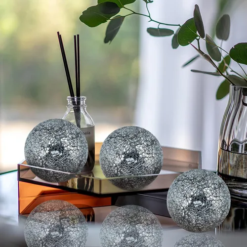 Vista 6 de MDLUU Orbes decorativos de 4 pulgadas, bolas de esfera de mosaico, bolas de centro de mesa para cuencos, jarrones, decoración de mesa de comedor