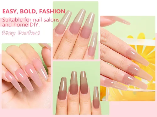 Vista 4 de AIMEILI Esmalte de uñas de gel transparente de gelatina helada para remojar UV LED sin hema, esmalte de uñas para el hogar, kit de barniz de SET4-21