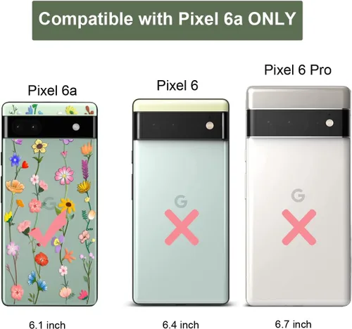 Vista 9 de Unov Funda para Pixel 6a, transparente con diseño, ajuste delgado, buen agarre, funda de teléfono en relieve, cubierta protectora a prueba de Flor