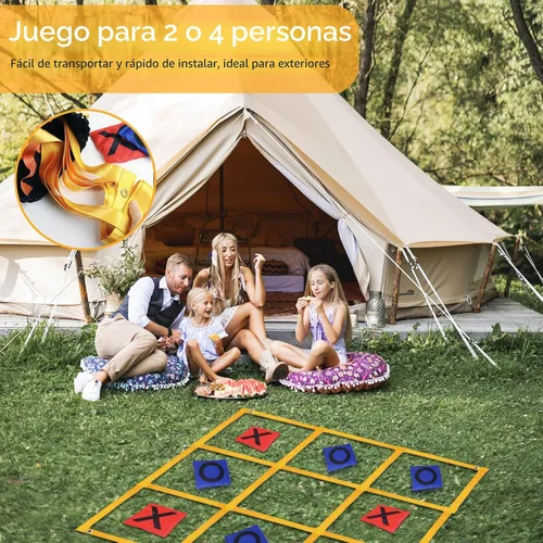 Vista 6 de Juego de Tic Tac Toe – 4 pies x 4 pies para patio al aire libre gigante Tic Tac Toe para patio trasero, campamento, césped, portátil, sin montaje