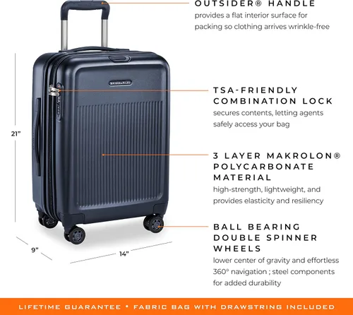 Vista 2 de Briggs & Riley Sympatico, Azul marino mate, Sympatico Hardside International - Maleta giratoria