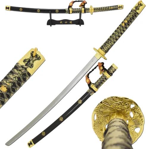 Vista 15 de Snake Eye Tactical Espada samurái katana de dos tonos con soporte de espada gratis 390 BK