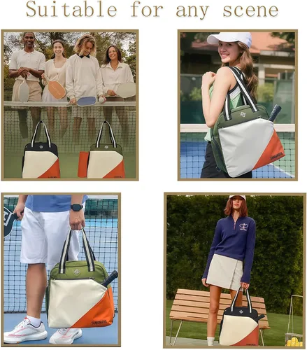 Vista 2 de Bolsa de pickleball para mujeres y hombres, mochila grande de tenis para pickleball, tenis, raquetbol y bolsa de viaje con compartimento