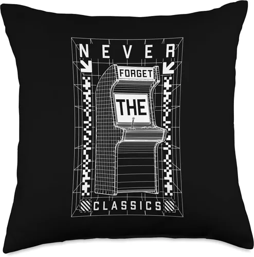 Vista 4 de Arcade Game Never Forget Classics Retro 80s Video Gamer Throw Pillow