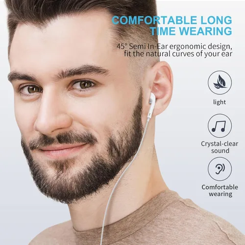 Vista 9 de Auriculares auxiliares con cable de 3.5 mm, aislamiento de ruido, control de volumen y micrófono integrado compatible con iPhone, Samsung, Android