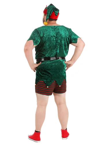 Vista 2 de Disfraz Sexy de Duende Navideño para Hombre Talla Plus Multicolor