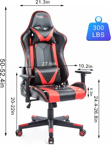 Vista 7 de Silla de juegos con respaldo alto, silla de escritorio para oficina en casa, estilo de carreras, cómoda silla de jugador con piel sintética