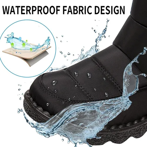 Vista 3 de Masbird Botas de invierno para mujer, cómodas y sin cordones, para exteriores, impermeables, forro de piel, botas de nieve cálidas, botines