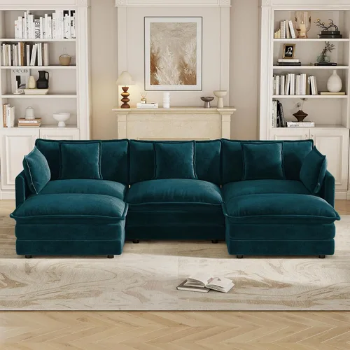 Vista 17 de Sofá modular de felpilla de 111.4 pulgadas, moderno juego de sofá de 3 asientos con asiento profundo, cómodo sofá nube con cojín de espuma doble