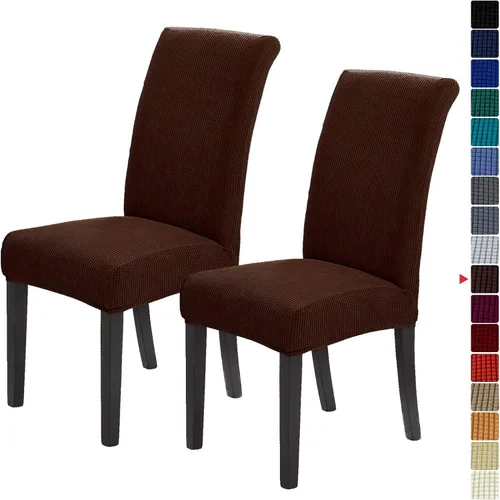Vista 25 de Juego de 2 fundas para sillas de comedor, fundas elásticas para sillas de comedor, fundas para sillas de cocina de jacquard texturizadas, decoración