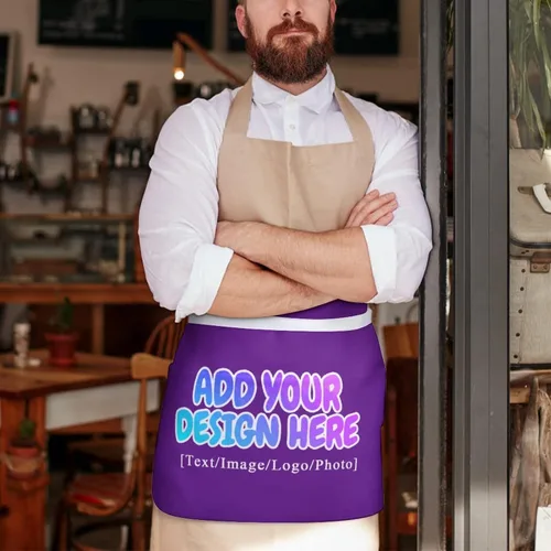Vista 247 de AXKEUDO Delantal personalizado con bolsillos, delantales de cintura para camarera para cocinar en casa, restaurante, servir trabajo