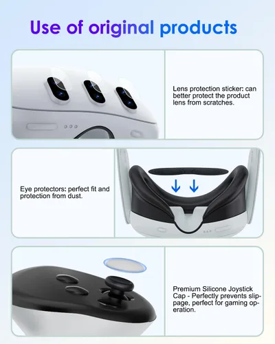 Vista 6 de OLCLSS Accessories for Meta Quest 3, VR Accessory Set for Quest 3, VR Accessories Included Transparent Shell Cover, Lens Tempered Glass Protector
