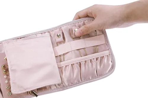 Vista 5 de Regalos para mujeres, estuche de joyería de viaje, estuche plegable personalizado para joyas de viaje para mujer, bolsa de joyería esencial