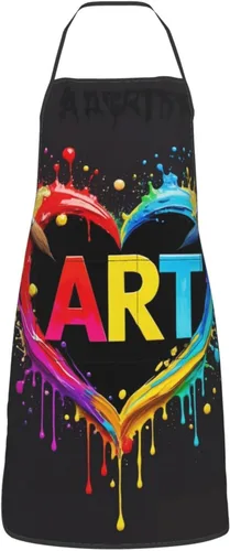 Vista 9 de Delantal de artista de pintura colorida con 2 bolsillos, regalos para profesores de arte, estudiantes, pintores, delantales ajustables impermeables