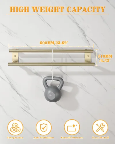 Vista 2 de Alise Toallero doble para baño, soporte para toallas de pared de 24 pulgadas, toalleros para baño, colgador de toallas de acero inoxidable SUS304