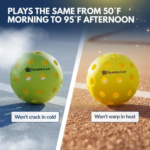 Vista 4 de EPAMERICAN Pelotas de pickleball para exteriores aprobadas por USAPA - Pelotas de pepinillo para jugar al aire libre Sin puntos muertos, rebote
