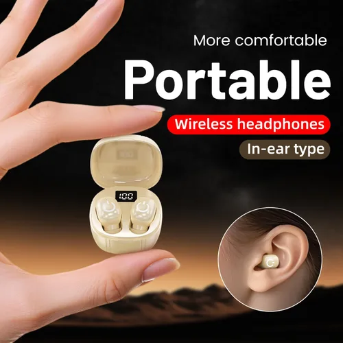 Vista 3 de Mini auriculares inalámbricos, pequeños auriculares invisibles con bloqueo de ruido, auriculares Bluetooth con micrófono, Bluetooth 6.0 pequeños