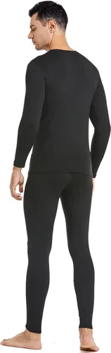Vista 6 de PISIQI - Conjunto de ropa interior térmica para hombre, pantalones largos ultra suaves con forro polar, capa base, abrigado para invierno, adecuado