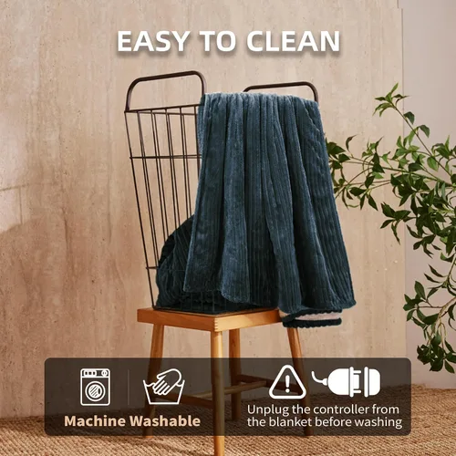Vista 4 de JET'S HOME Manta térmica de 50 x 60 pulgadas, manta eléctrica de franela con certificación ETL, lavable a máquina, con 9 niveles de calefacción, 10