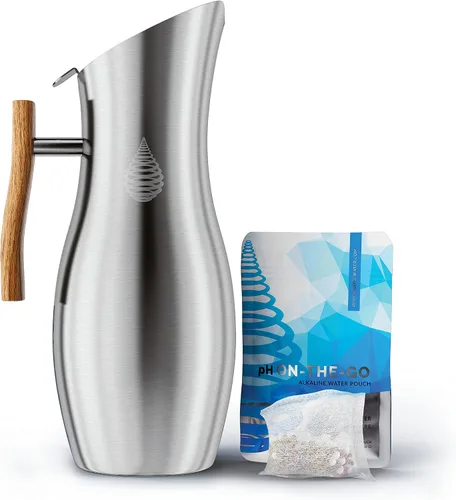 Vista 8 de Invigorated Water pH Vitality - Jarra de filtro de agua alcalina de acero inoxidable, purificador de agua de alto pH con 1 bolsa de filtro