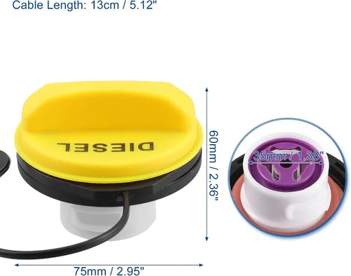 Vista 6 de ACROPIX Tapa para depósito de combustible diésel para Land Rover Defender Discovery 2019-on LR053666/C2Z32584, paquete de 1 unidad, color amarillo