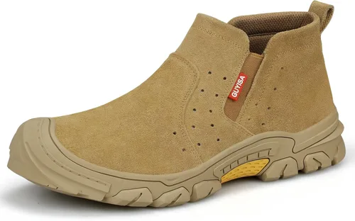 Vista 13 de GLANOUDUN - Botas de trabajo de soldadura para hombre, con punta de acero, antideslizantes, zapatos de trabajo indestructibles para hombre, zapatos