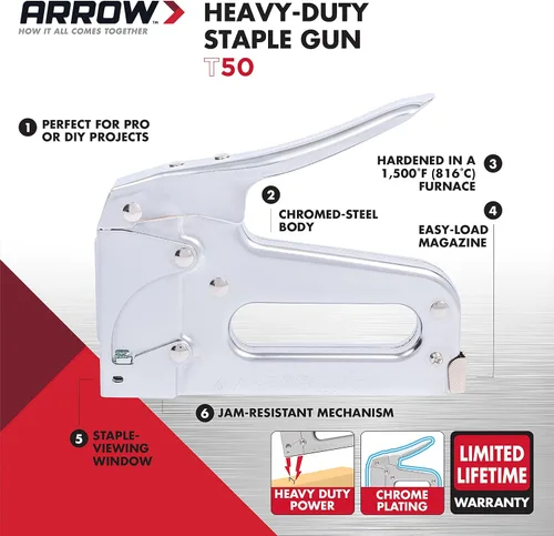 Vista 4 de Arrow Fastener T50 - Pistola engrapadora de alta resistencia