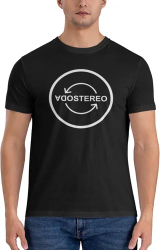 Vista 3 de Soda Music and Stereo - Camiseta de manga corta para hombre, diseño casual, cuello redondo, unisex, color negro