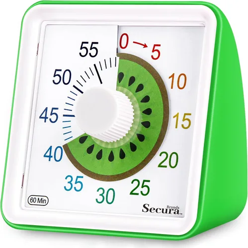 Vista 15 de Secura - Temporizador visual de cuenta regresiva de 60 minutos para niños y adultos, herramienta de gestión del tiempo en el aula (negro)