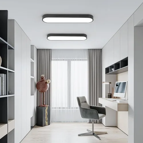 Vista 2 de Lámpara de techo lineal de 23.6 pulgadas, LED moderna de 40 W, lámpara de techo simple negra, iluminación de techo de perfil bajo para dormitorio