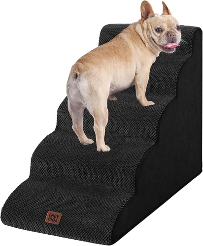 Vista 15 de EHEYCIGA Rampa curvada para escaleras para perros, camas altas de 4