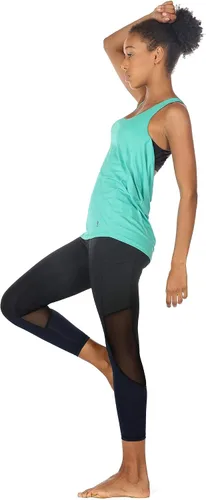 Vista 3 de Icyzone Camiseta para yoga ejercicio ropa activewear con brasier para mujer