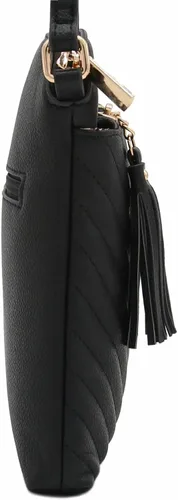 Vista 3 de Bandolera o bolsa mediana con patrón triangular, de estilo cruzado, acolchada y con borla