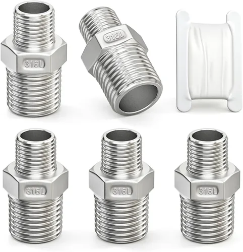 Vista 11 de TAISHER 10 pezones hexagonales 316L, montaje de tubería 3/8 "macho NPT