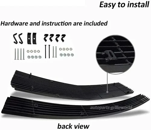 Vista 3 de Combo de insertos de rejilla cromada Billet para Ford Mustang V6 Premium 2005-2009 parrilla delantera 2 piezas de aluminio horizontal