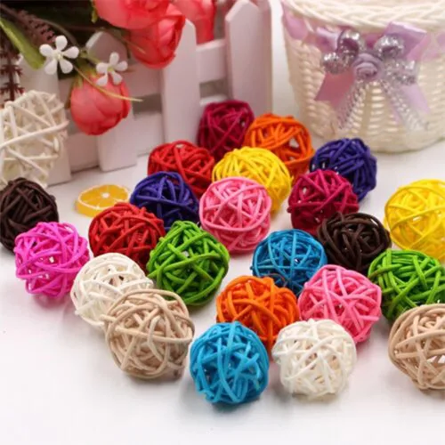 Vista 3 de Bolas decorativas para centros de mesa, 20 unidades, mini bolas de mimbre de ratán, relleno de orbes para decoración del hogar, pájaros, loros