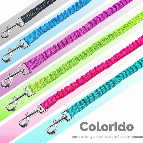 Vista 7 de Correa elástica para perro - Correa de nylon reflectante y de 5 pies con absorción de golpes Entrenamiento anti-jalón para perros Negro