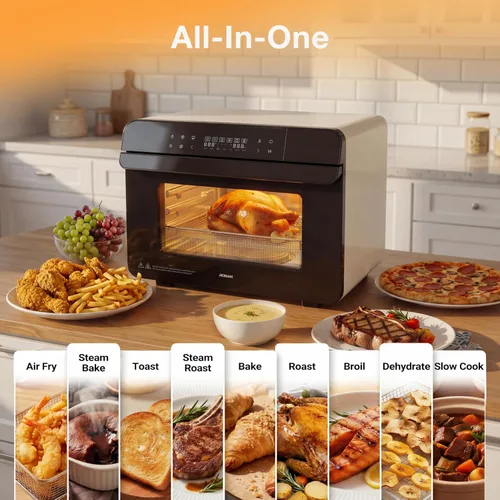 Vista 2 de ROBAM Horno de vapor de convección de encimera 23QT, combo de horno Verde